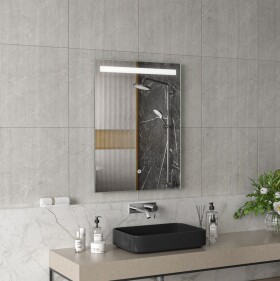 Erga Scarlet, obdélníkové LED zrcadlo 60x80cm, 460 lm, 3 barvy světla, přední osvětlení, ERG-V01-128-6080-00