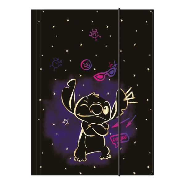 Colorino školní desky s gumičkou, Stitch Gold 3, A4, karton - 12ks