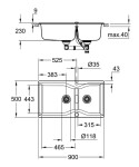 GROHE - Dřezy Kompozitní dřez K700 s odtokem, 90x50 cm, granitová černá 31658AP0