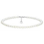 Perlový choker náhrdelník Antonella - chirurgická ocel, řiční perla, Stříbrná 36 cm + 5 cm (prodloužení)