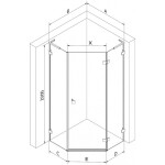 MEXEN/S - Lunar L sprchový kout pětiboký křídlový pravá 100x100 cm, transparent, měď kartáčovaná 831L-100P-100L-65-00-P