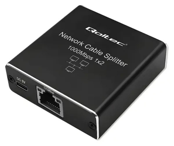 Mini switch RJ45 1x2 porty / Switch / 1000 Mbps / USB-C napájení / Hliníkové tělo (52249)