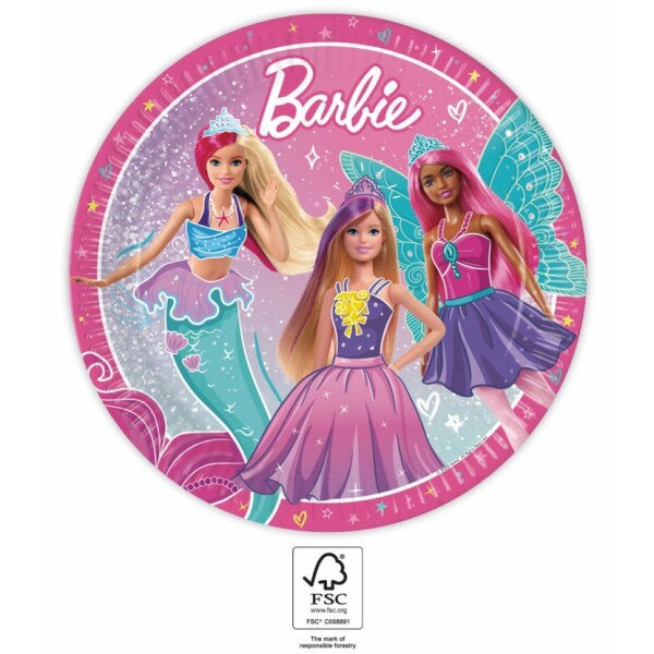 Barbie talíře papírové 23 cm 8 ks Barbie talíře papírové 23 cm 8 ks