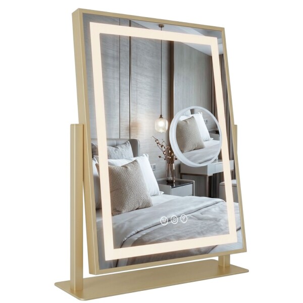 REA - Zrcadlo LED LUMI L.Gold 30x40cm HOM-01802