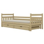 Postel Dawid přistýlka + zásuvky 90x180 přírodní, nelakovaná