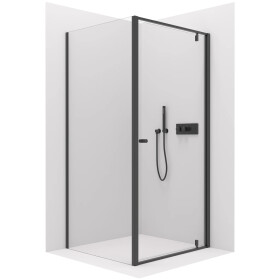 CERANO - Sprchový kout Ferri L/P - 6 mm - černá matná, transparentní sklo - 80x80x195 - pivotový CER-427471