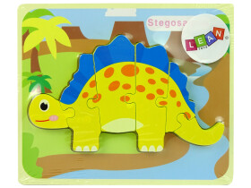 Mamido Dřevěné puzzle pro nejmenší dinosaurus žluté