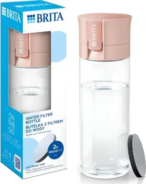Brita Fill Go Vital broskvová / Filtrační láhev na vodu / 0,6 l / 2x MicroDisc filtr (1020102)