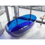MEXEN - Pure sapphire volně stojící vana transparentna 170 x 80, korek chrom 58071708016