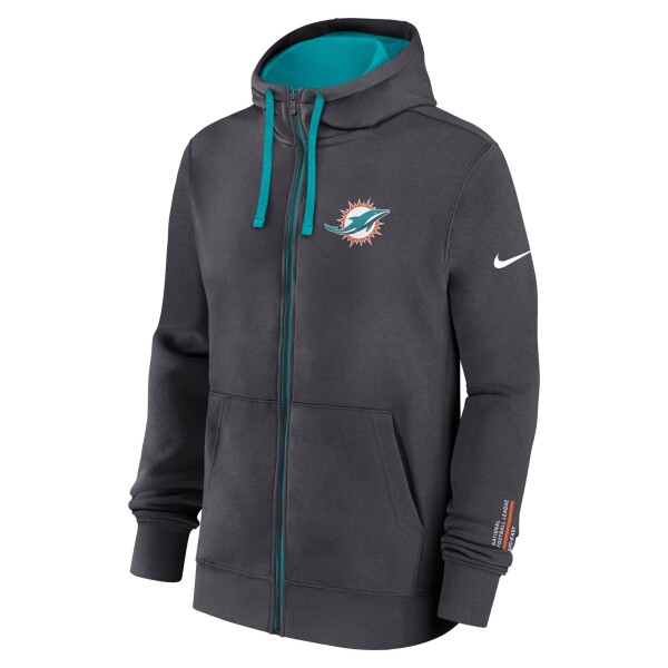Nike Pánská mikina Miami Dolphins NFL Playbook Full-Zip Fleece Hoodie - Antracitová Velikost: XL