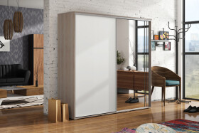 Šatní skříň Ska A20 XL Barva korpusu: Dub - sonoma, Rozměry: 200 cm, Dveře: Bílé