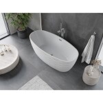 MEXEN/S - Olea volně stojící vana vzor 170 x 80, bílá, sifon a přepad chrom 52821708000-01