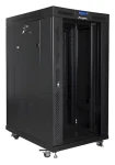 Lanberg 22U 19" černý / Stojanový rozvaděč / 800x1000 mm / Flat pack / Skleněné dveře / LCD (FF01-8022-12BL)