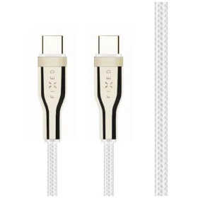 FIXED Krátký nabíjecí a datový opletený kabel s konektory USB-C/USB-C a podporou PD 1.2 m bílá / USB 2.0 / 100W (FIXDB-CC12-WH)
