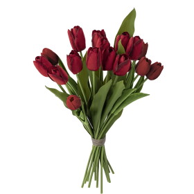 Bloomingville Umělá kytice Tulip Bouquet Red 35 cm, růžová barva, multi barva