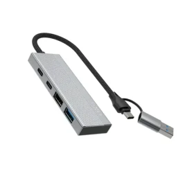FIXED HUB Port vesmírně šedá / USB-C hub / 4v1 / hliníkový / USB-A adaptér