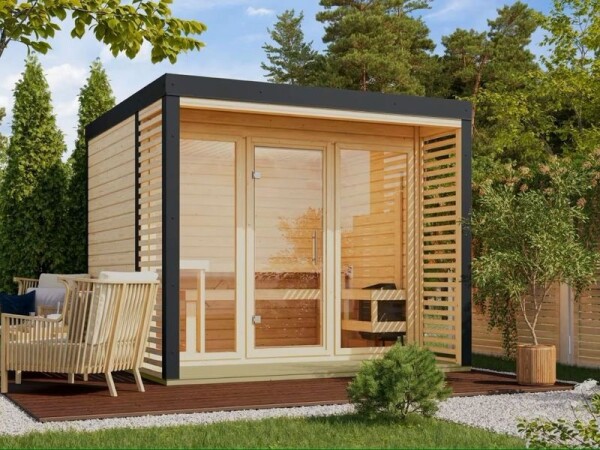 Finská sauna – KARIBU ARES 3 (natur / antracit)
