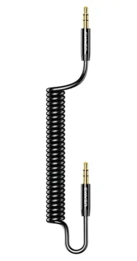 USAMS SJ256YP01 černá / Audio kabel / 3.5mm Jack / Spirálový design / 1,2 m / Pozlacené konektory (SJ256YP01)