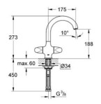 GROHE - ARIA JEDNOOTVOROVÁ DŘEZOVÁ BATERIE 1/2”, 2.jakost 31043000