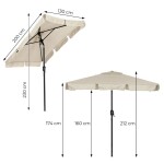 Elegantní zahradní slunečník s nastavitelným sklonem 200x130 cm béžová