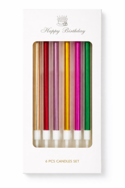 Dortové svíčky ELEGANT barevné 6ks