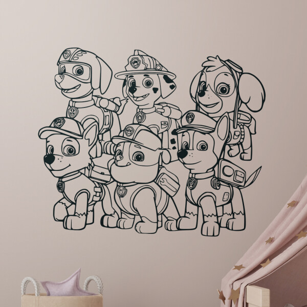 Samolepka Tlapková patrola smečka Barva: černá, Velikost: 60 x 48 cm