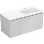 MEXEN/S - Rivel koupelnová skříňka 100 cm s umyvadlem Otis pravá, 1S, 1D, reliéf, šedá mat/bílá mat 91A23-10047-3-BBFF62-W18P01