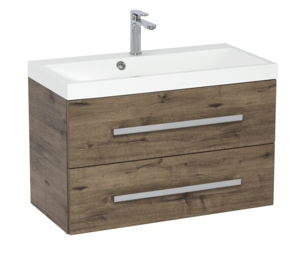 Koupelnová skříňka s umyvadlem SAT Cube Way 80x40 cm dub wellington CUBE280ZDW CUBE280ZDW