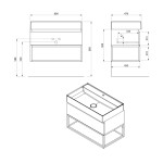 SAPHO - SKARA umyvadlová skříňka 80x50x45cm, černá mat/dub alabama CG008-2222