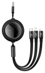 Baseus Bright Mirror černá / Kabel 3v1 / USB-A - Micro-USB, USB-C, Lightning / 66 W / 1,2 m (1BA2420)