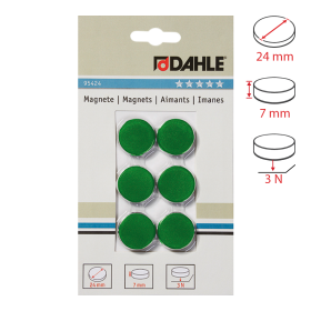 Dahle magnet plánovací, Ø 24 mm, 3 N, 6 ks, zelené