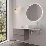 CERANO - Koupelnová skříňka Carole - betonově šedá + deska pod umyvadlo z lit. mramoru Elanys - 12 mm + konzole chrom - 120x46x49,2 CER-679312