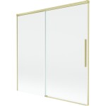 MEXEN/S - Rox vanová zástěna 2-křídlová posuvná 160 x 150, transparent, zlatá kartáčovaná 8C9-160-001-55-00