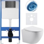 CERANO - Kompletní WC set Profi/Cesso - bílá lesklá - WC tlačítko Line. tmavě šedá - předstěnová instalace - 49x36 CER-8050BD84365