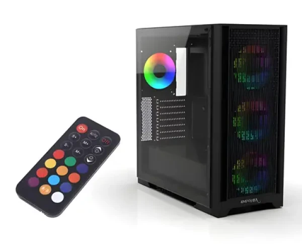 INCA Empousa černá / Mid-Tower / ATX, micro ATX, Mini-ITX / tvrzené sklo / RGB / USB 2.0 (EMG-17XB)