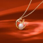 Stříbrný náhrdelník s pravou perlou Velikonoční zajíc, stříbro 925/1000, 40 cm + 4 cm (prodloužení) Bílá