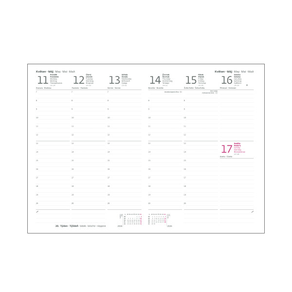 Týdenní diář 2026 Karton P+P A5 - VERDE hořčice