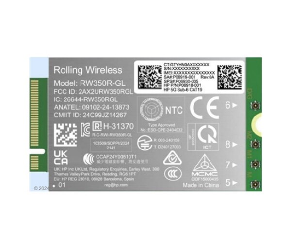 HP 5G/LTE modem Sub-6 WWAN Solution (EB 8 G1i/G1a, EB X G1i, ZB 8 G1i/G1a, ZB Fury G1i, ZB X G1i) EDF_1520295