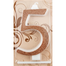 Svíčka velká Rose gold číslo 5 - Gyertyakovacs