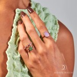 Royal Fashion prsten 18k zlato Vermeil SKA-R002-ROSEGOLD-GREENAPATITE Velikost: 8 (EU: 57-58)