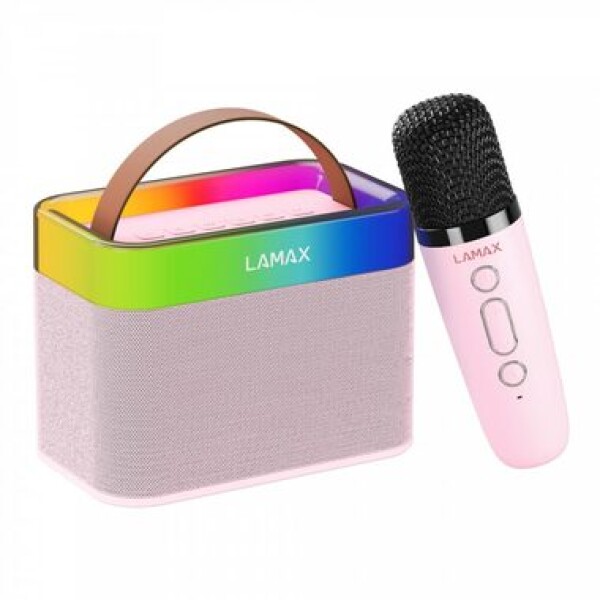 LAMAX KaraokeKid1 Pink / Bezdrátový reproduktor / Karaoke / 10 W / výdrž až 8 h / BT 5.3 / microSD / flash disk (LXWSMKARAO1PA)