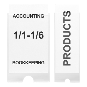 Djois kapsa na hřbetní štítek pořadače, 46 x 75 mm, s papír. štítkem, transparentní, 6 ks