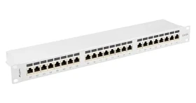 Lanberg šedý / Patch panel / 24 portů / RJ-45 / CAT6A / FTP stíněný / 1U / 19" (PPSA-1024-S)