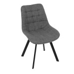 Židle jídelní, šedá látka, nohy černý kov