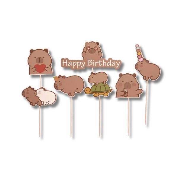 Dortisimo Zápich do dortu Happy Birthday s kapybarami (1 ks)