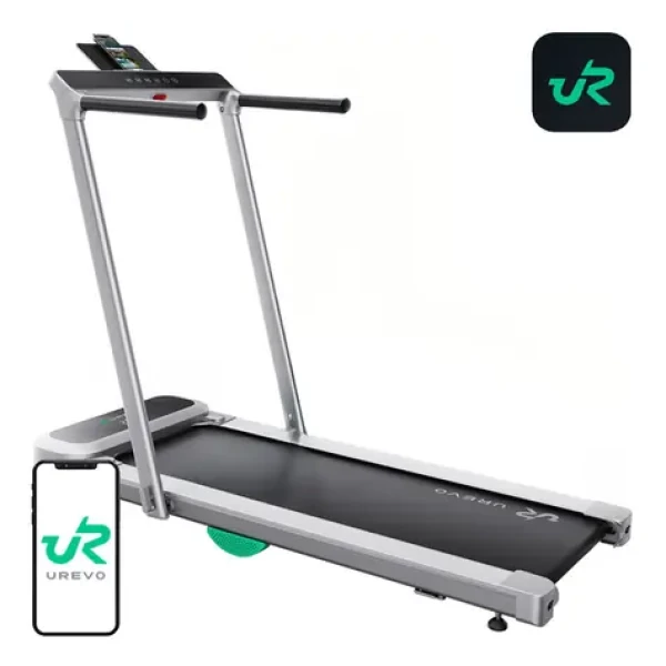 UREVO FoldiMix 5 Pro stříbrná / Elektrický běžecký pás / skládací / rychlost do 13,4 km/h / nosnost 120 kg (URTM046)