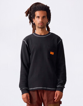 Tričko Service Works Waffle Contrast Thermal LS Tee Black/White