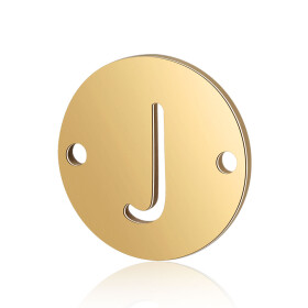 Mezidíl z titanové oceli - placička s písmenem A - Z - zlaté - 12 x 12 x 0,8 mm - 1 ks Písmena: J