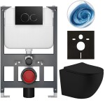 CERANO - Kompletní WC set Basic/Cesso - černá matná - WC tlačítko Dualo/Černá - závěsné - nízký modul - předstěnová instalace - 49x36 CER-8050BD86204