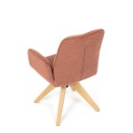 Židle jídelní s područkami, oranžová voděodpudivá látka, dubové nohy, otočná 360°